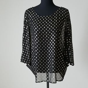 SALE Black & Gold loose fitting sheer top
